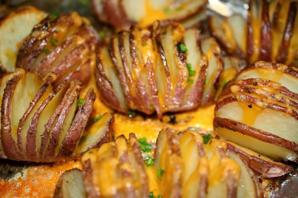 Roasted Hasselback Garlic Potatoes Cave Creek Olive Oil