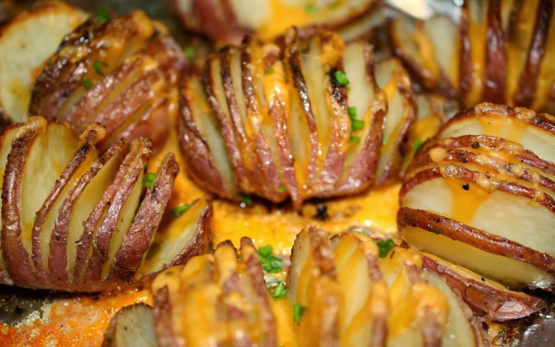 Roasted Hasselback Garlic Potatoes