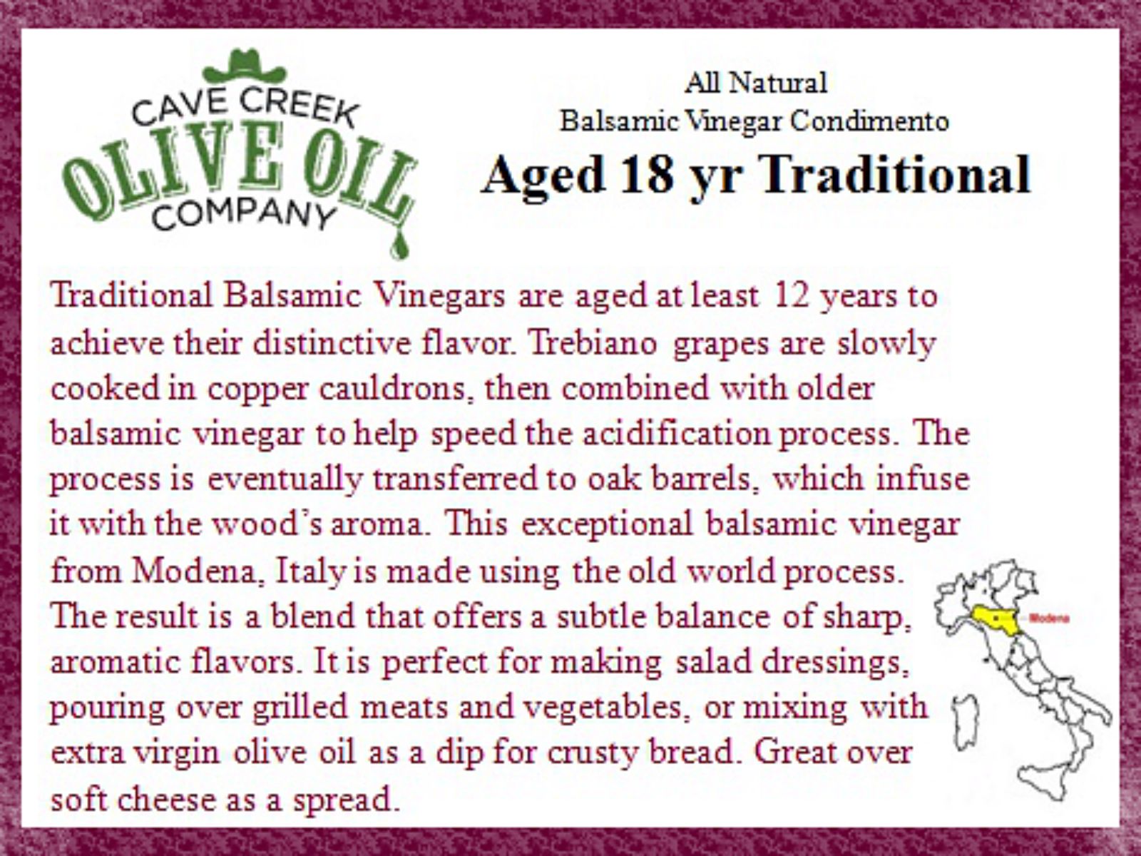 Aged Traditional Dark Balsamic Condimento