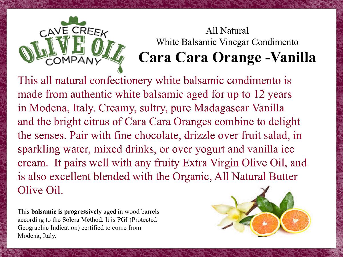 Cara Cara Orange-Vanilla White Balsamic Condimento