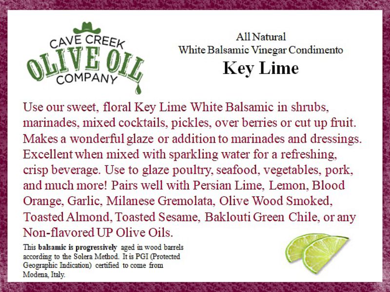 Key Lime White Balsamic Condimento