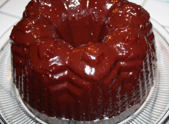 Chocolate Raspberry Balsamic Glazed Olive Oil Bundt Cake Recipe