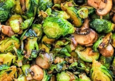 Caramelized Brussel Sprouts & Mushrooms