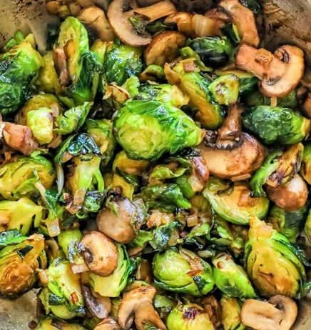 Caramelized Brussel Sprouts & Mushrooms