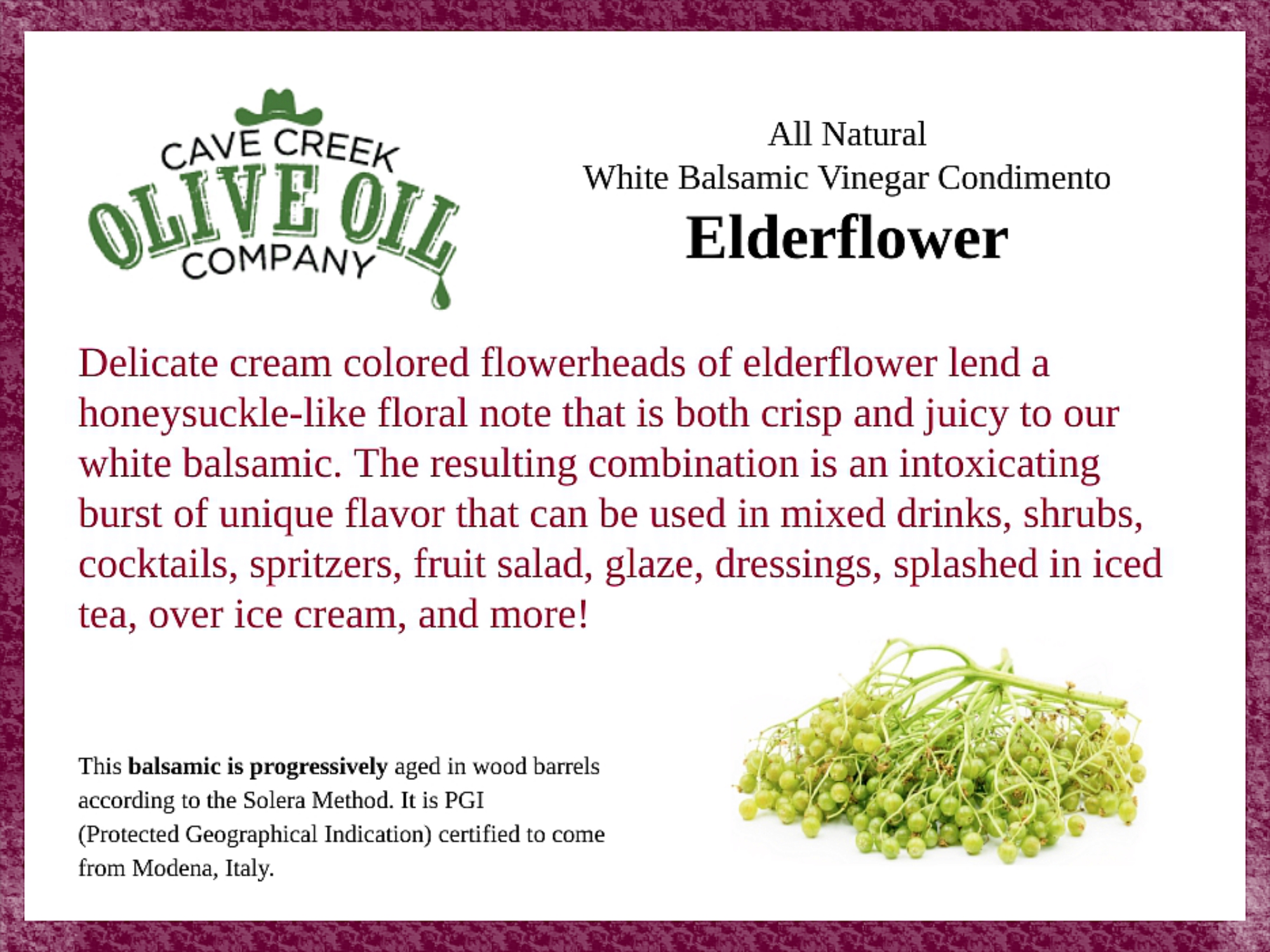 Elderflower White Balsamic Condimento