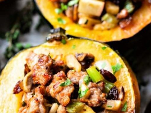 Roasted Acorn Squash with Sausage