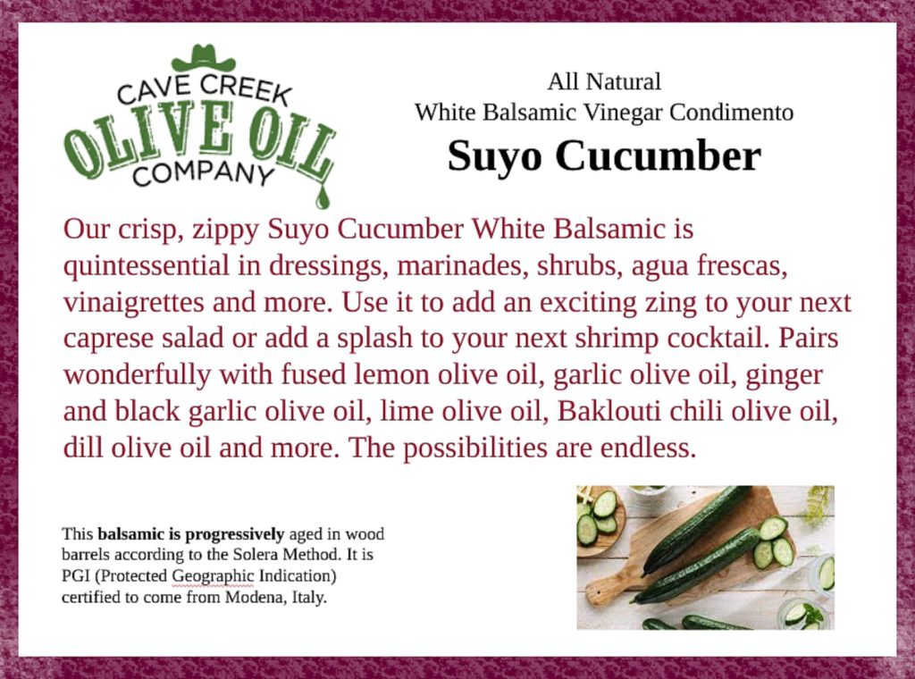 Suyo Cucumber White Balsamic Condimento
